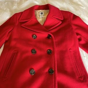 ❤️ Gap Red Peacoat Pea Coat
